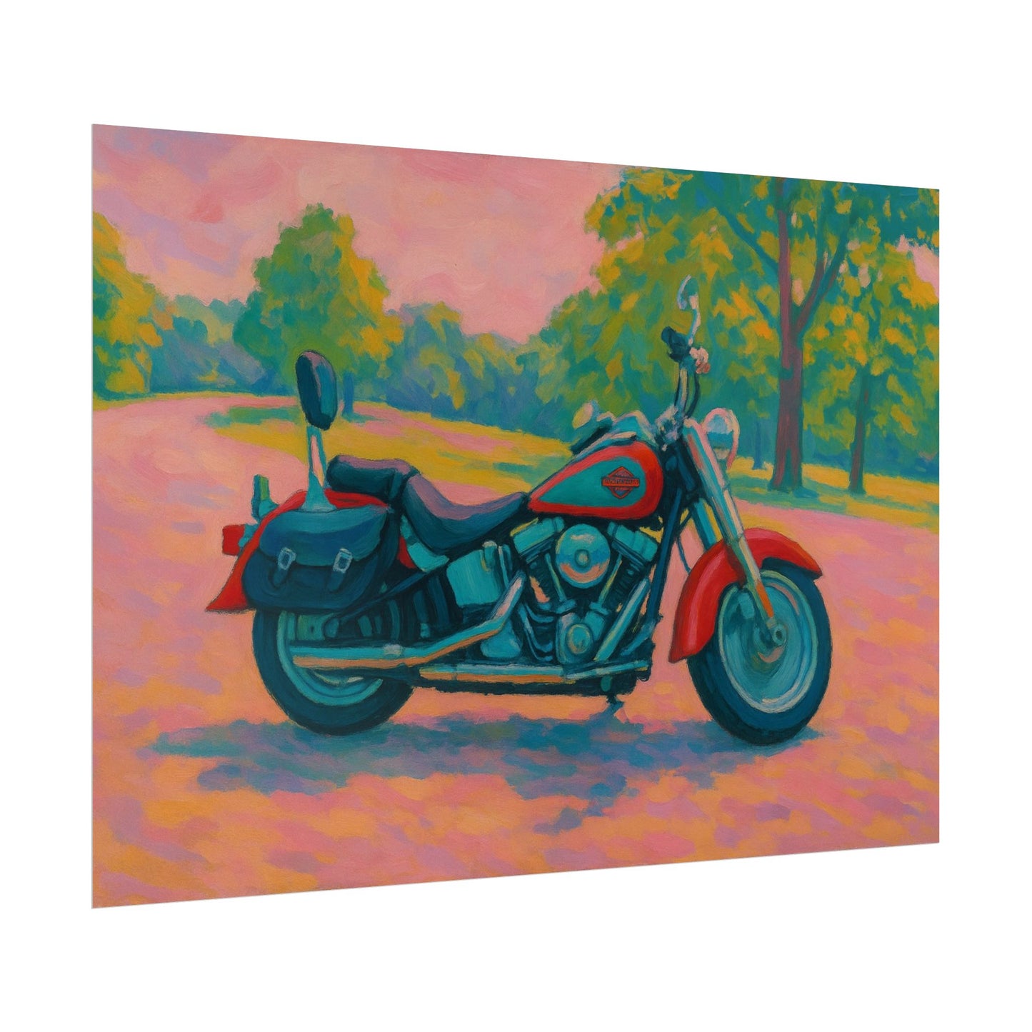 Matisse Motorcycle Art Print: Fauvist Sunset Decor, Man Cave Wall Art -UNFRAMED