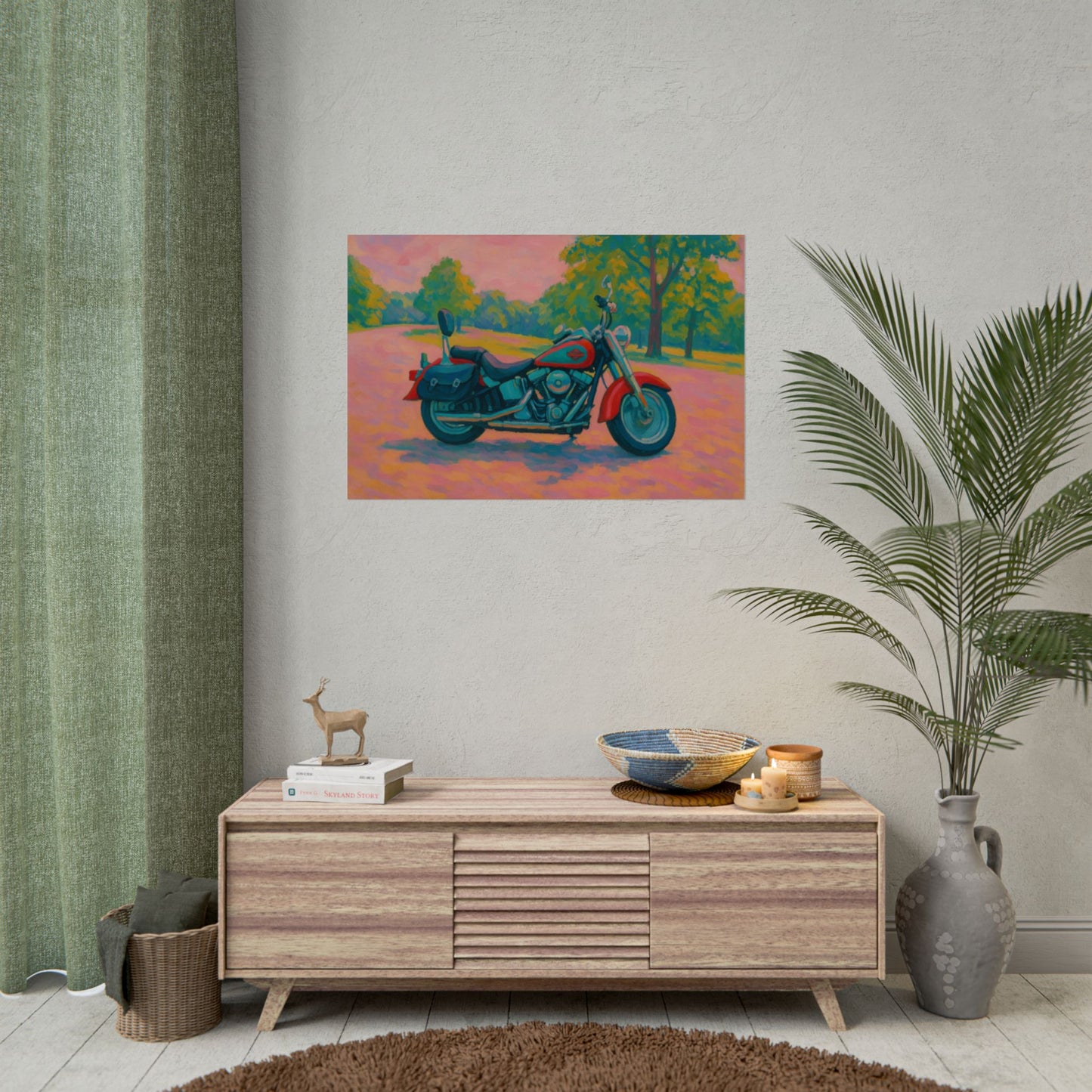 Matisse Motorcycle Art Print: Fauvist Sunset Decor, Man Cave Wall Art -UNFRAMED