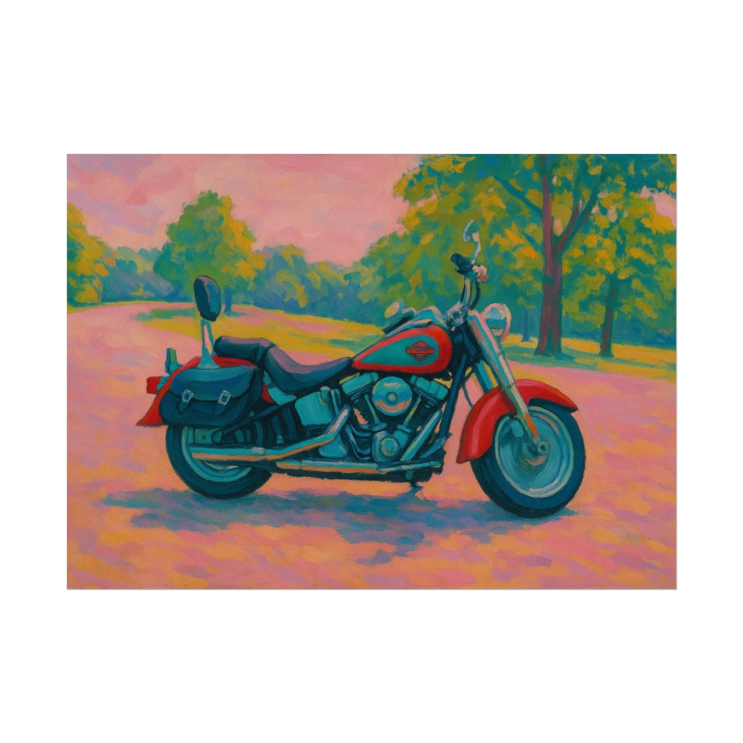 Matisse Motorcycle Art Print: Fauvist Sunset Decor, Man Cave Wall Art -UNFRAMED