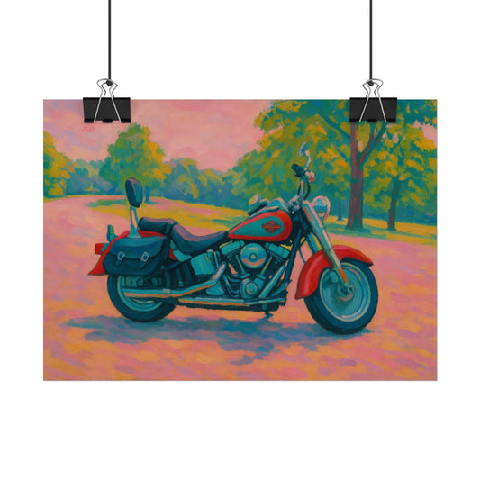 Matisse Motorcycle Art Print: Fauvist Sunset Decor, Man Cave Wall Art -UNFRAMED