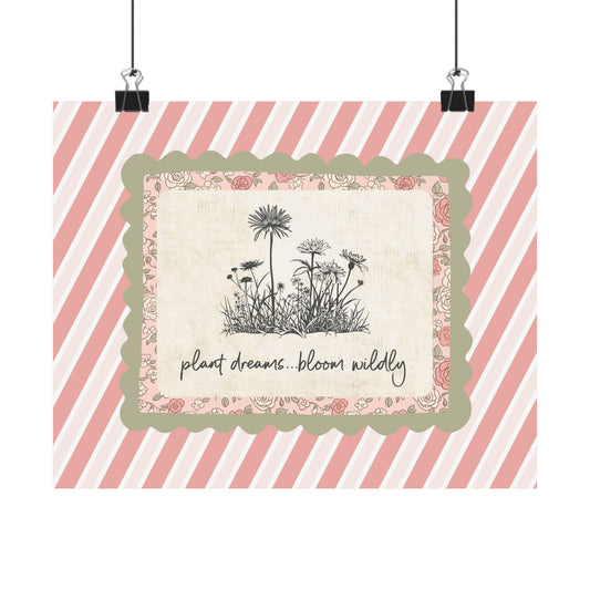Cottagecore Wildflower Print: Pink Floral Botanical Wall Art - UNFRAMED