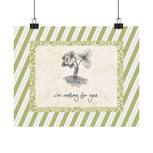 Cottagecore Botanical Print: Hand-Drawn Plant, "I'm Rooting For You" - UNFRAMED