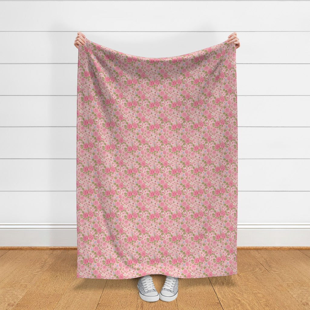 Rambling Roses Soft Pink Botanical Vintage Romantic Cottagecore Floral Pattern