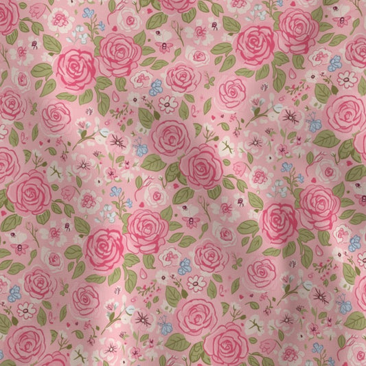 Rambling Roses Soft Pink Botanical Vintage Romantic Cottagecore Floral Pattern