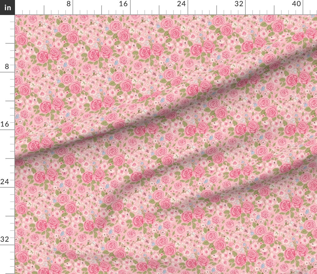 Rambling Roses Soft Pink Botanical Vintage Romantic Cottagecore Floral Pattern